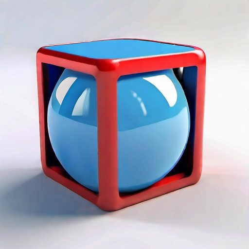 Blend of blue sphere and red cube