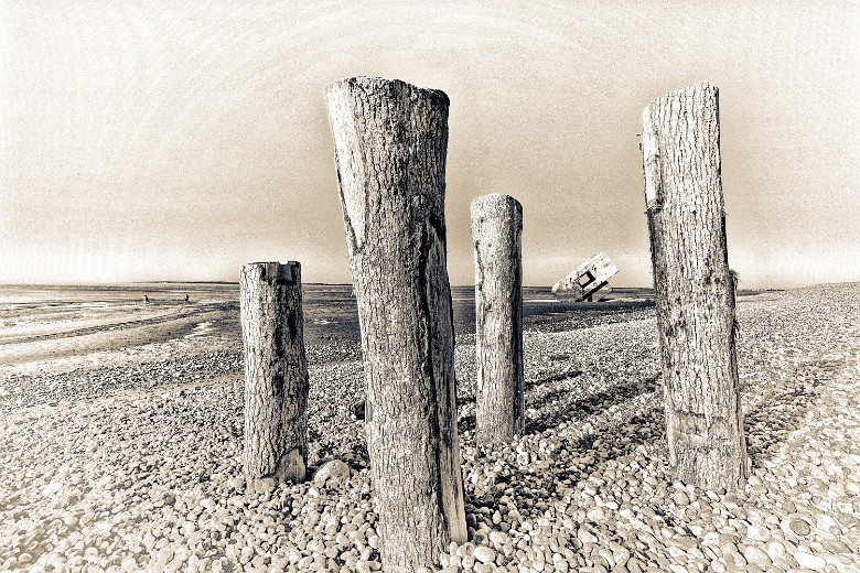 Pillars and bunker from distant past